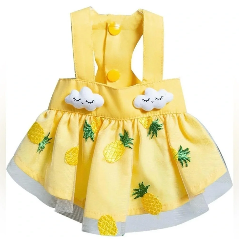 Dog Dresses Yellow Pineapple Small Puppy Dress Spring Summer Girls